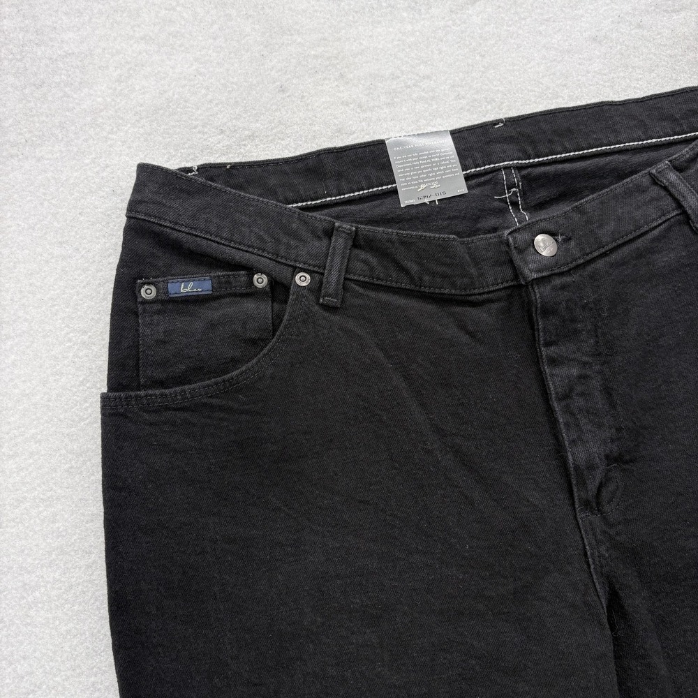 Vintage Lee Blu Jeans Easy Fit Straight Jeans Womens 18W Petite Black Stretch - Picture 3 of 11